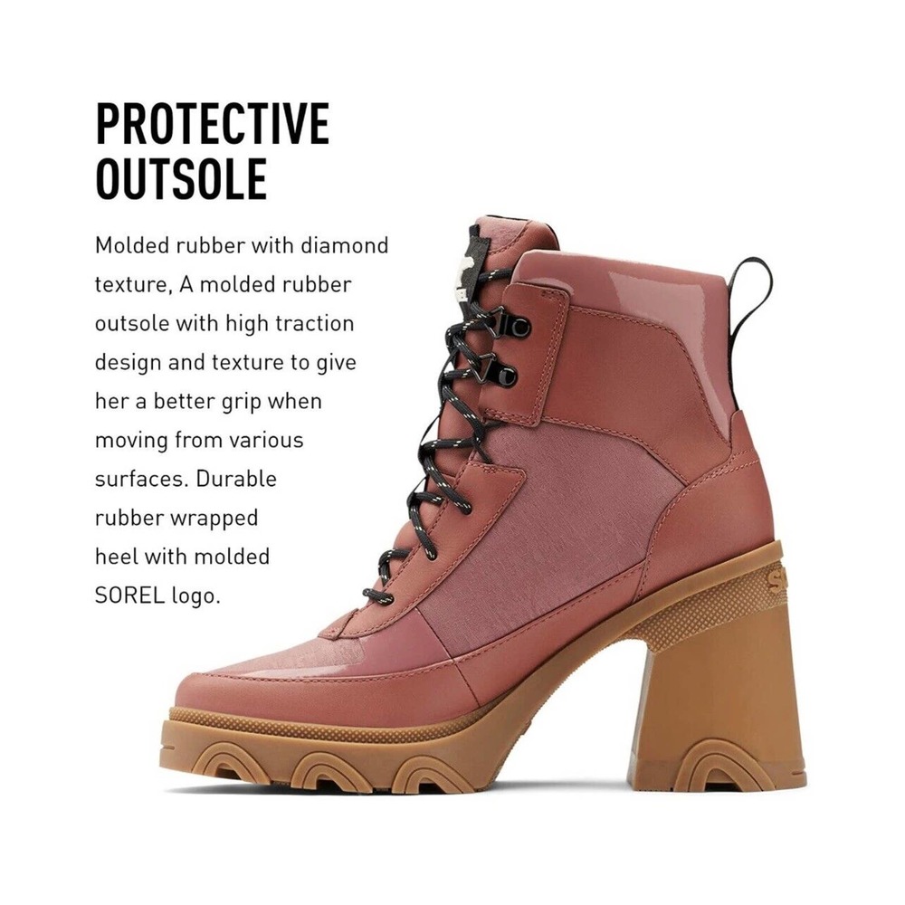 Sorel Brex Heel Lace Lux Woman's Sizes 7.5 Waterproof Rain Boot Sandy Clay - Picture 10 of 11